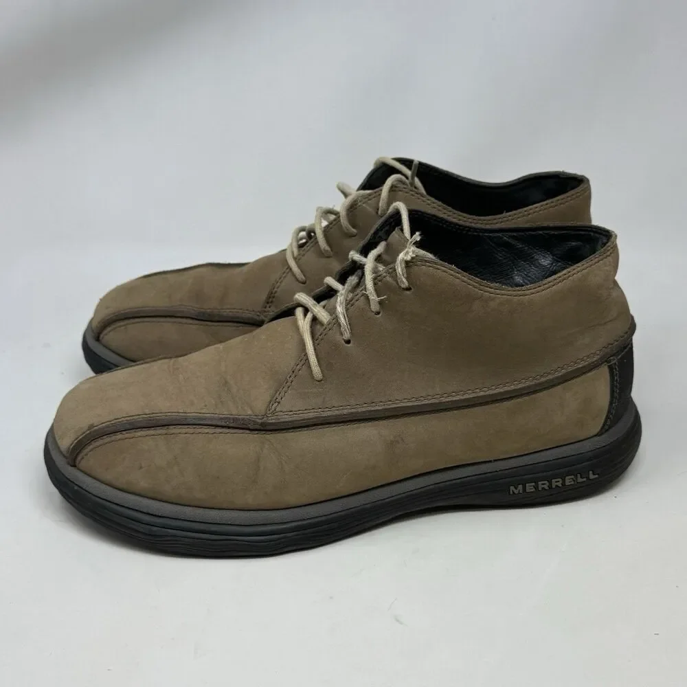 Merrell Topo Rail Chukka Boots Mens 10 Brown Tan Leather Shoes Lace Up Preppy